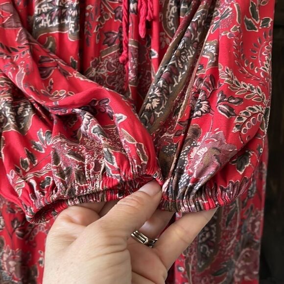 Free People Rain or Shine Printed Dress in Poppy Combo w/pockets - Picture 8 of 11